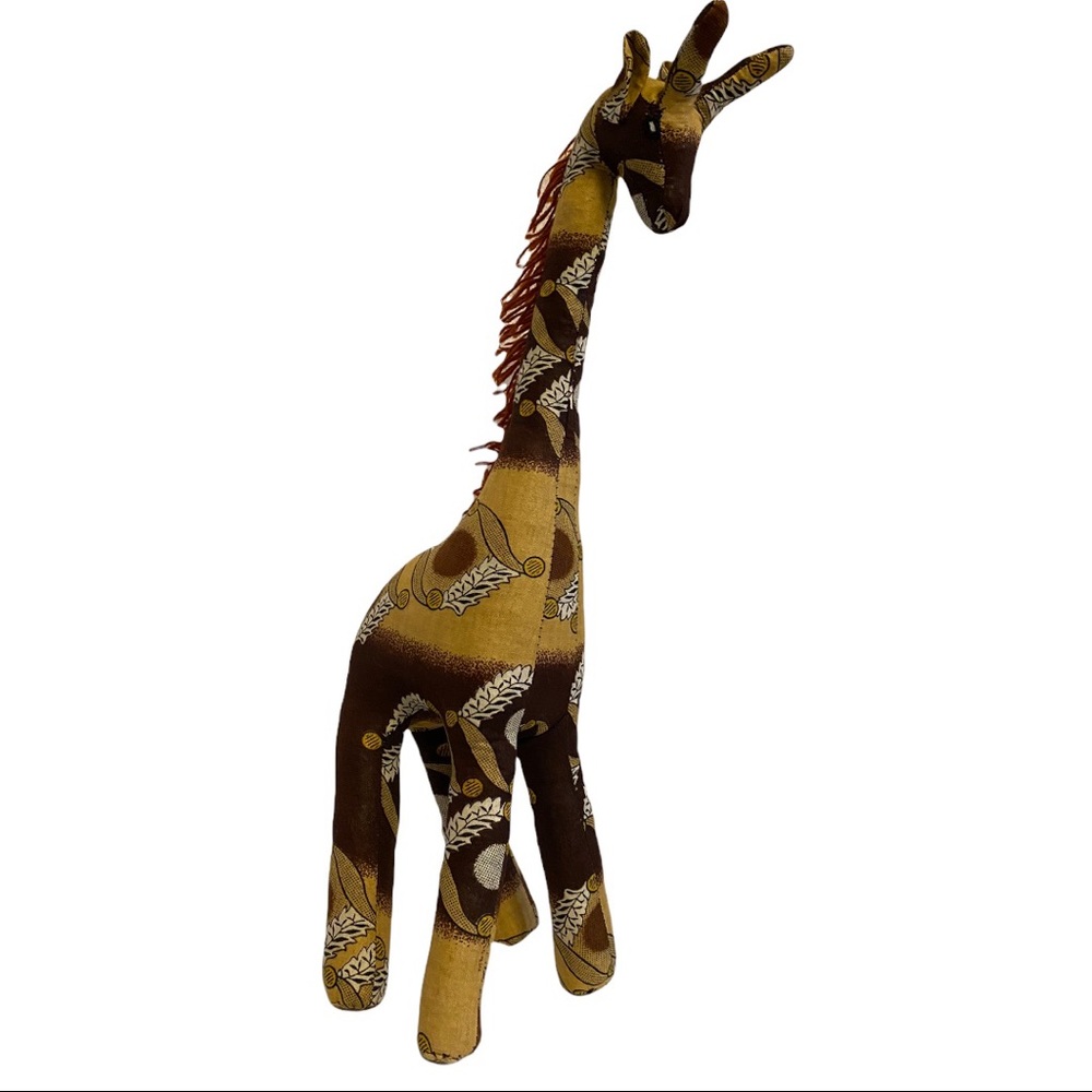Hand-sewn giraffe from East Africa featuring kitenge (African market) fabric